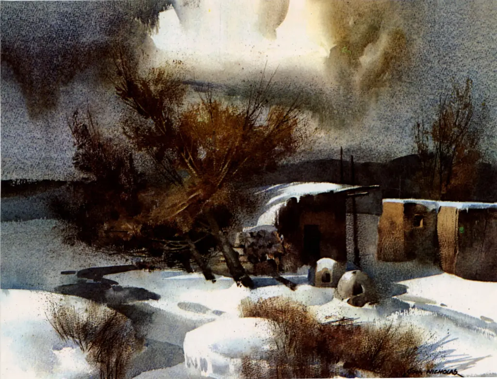 Anonimo , Nicholas, Tom - sec. XX - Paesaggio innevato , fronte