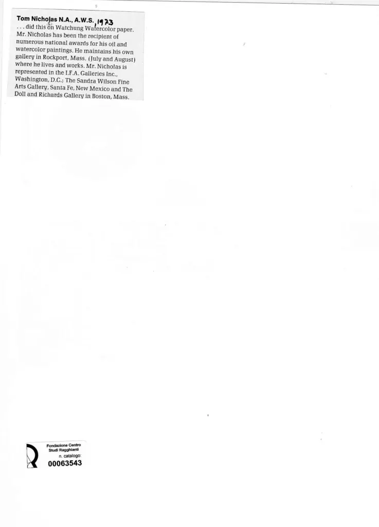 Anonimo , Nicholas, Tom - sec. XX - Paesaggio innevato , retro