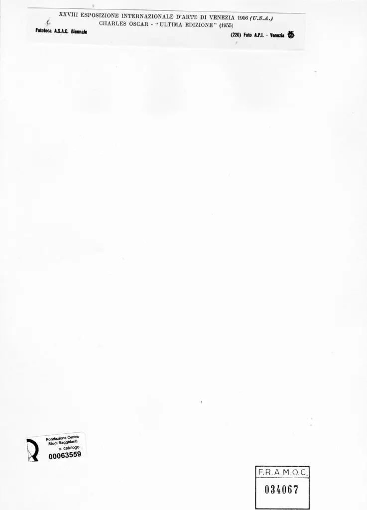 Anonimo , Oscar, Charles - sec. XX - Ultima edizione , retro