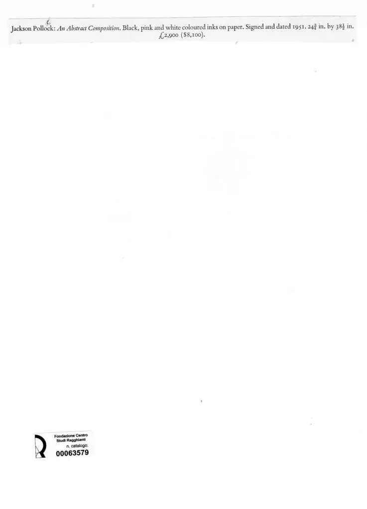 Anonimo , Pollock, Jackson - sec. XX - Una Composizione astratta , retro