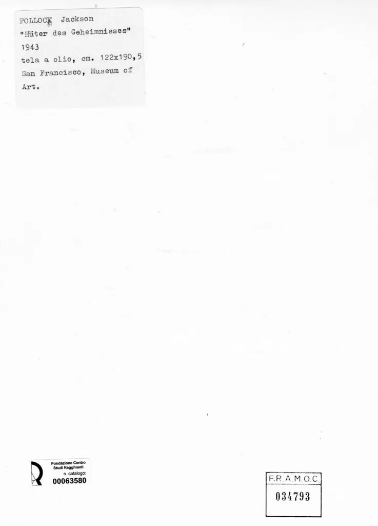 Anonimo , Pollock, Jackson - sec. XX - Custode del segreto , retro