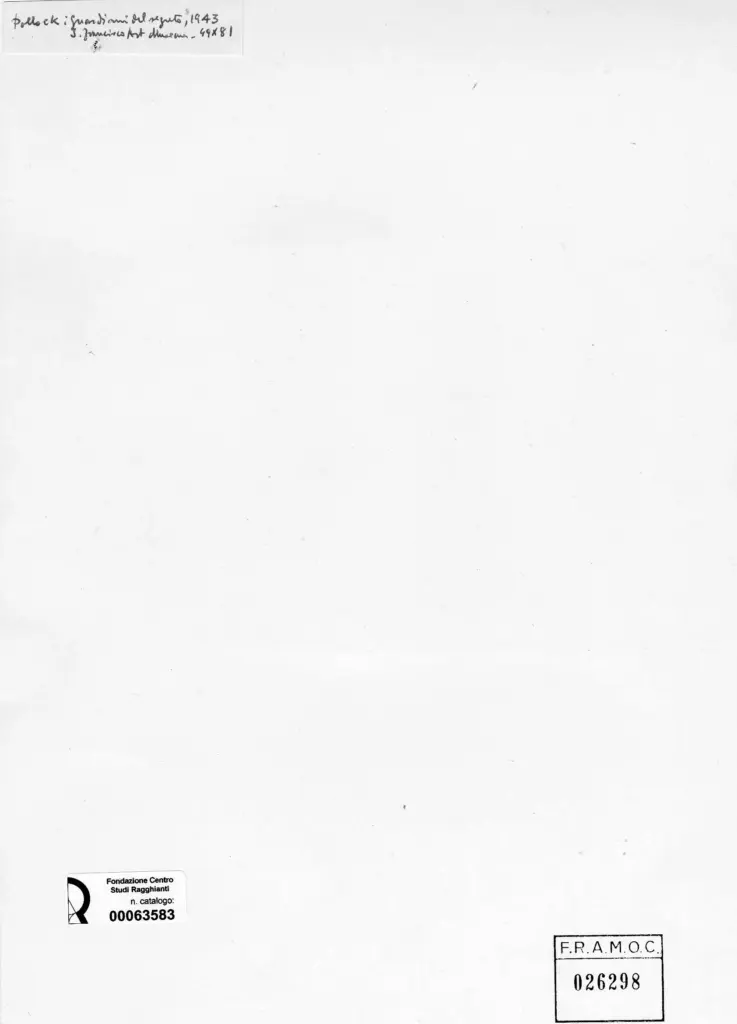 Anonimo , Pollock, Jackson - sec. XX - Guardiano del segreto , retro