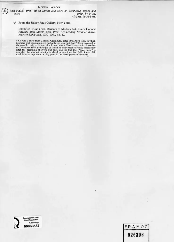 Anonimo , Pollock, Jackson - sec. XX - Free Form , retro