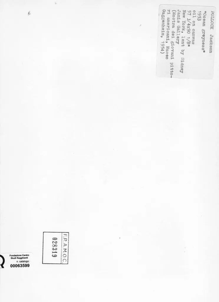 Anonimo , Pollock, Jackson - sec. XX - Grigiore d'Oceano , retro