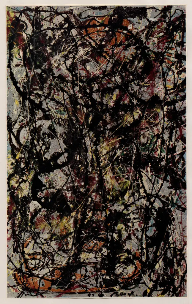 Anonimo , Pollock, Jackson - sec. XX - Composizione astratta a colori , fronte