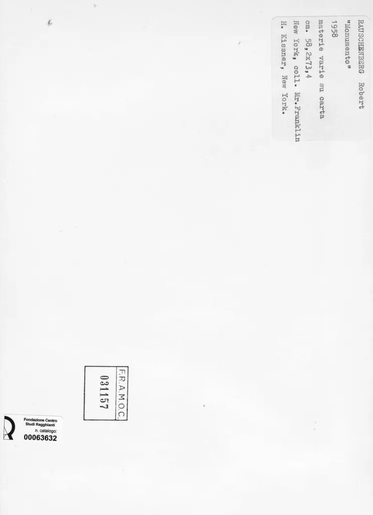 Anonimo , Rauschenberg, Robert - sec. XX - Monumento , retro