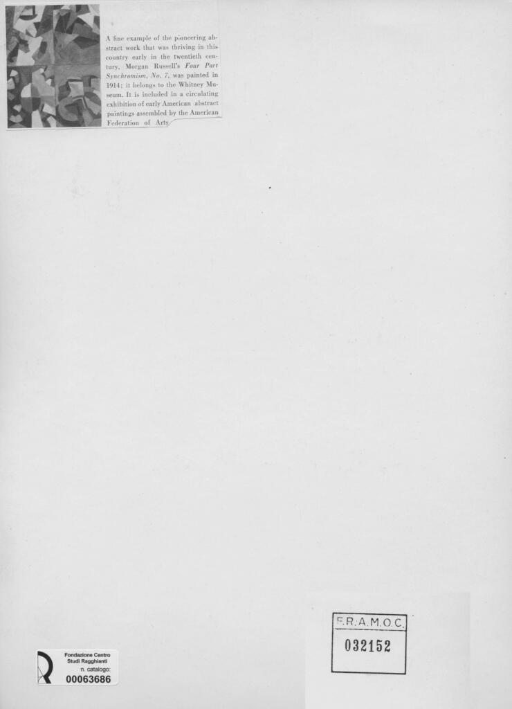 Anonimo , Russell, Morgan - sec. XX - Four Part Synchromism, No. 7 , retro
