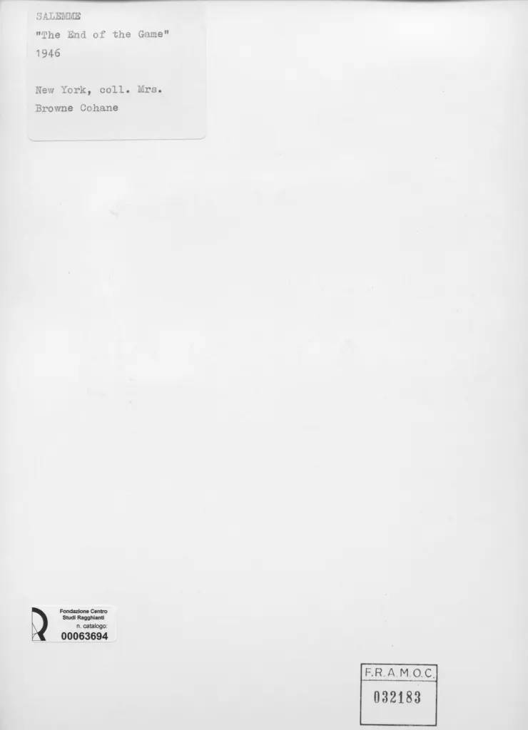 Anonimo , Salemme - sec. XX - The End of the Game , retro