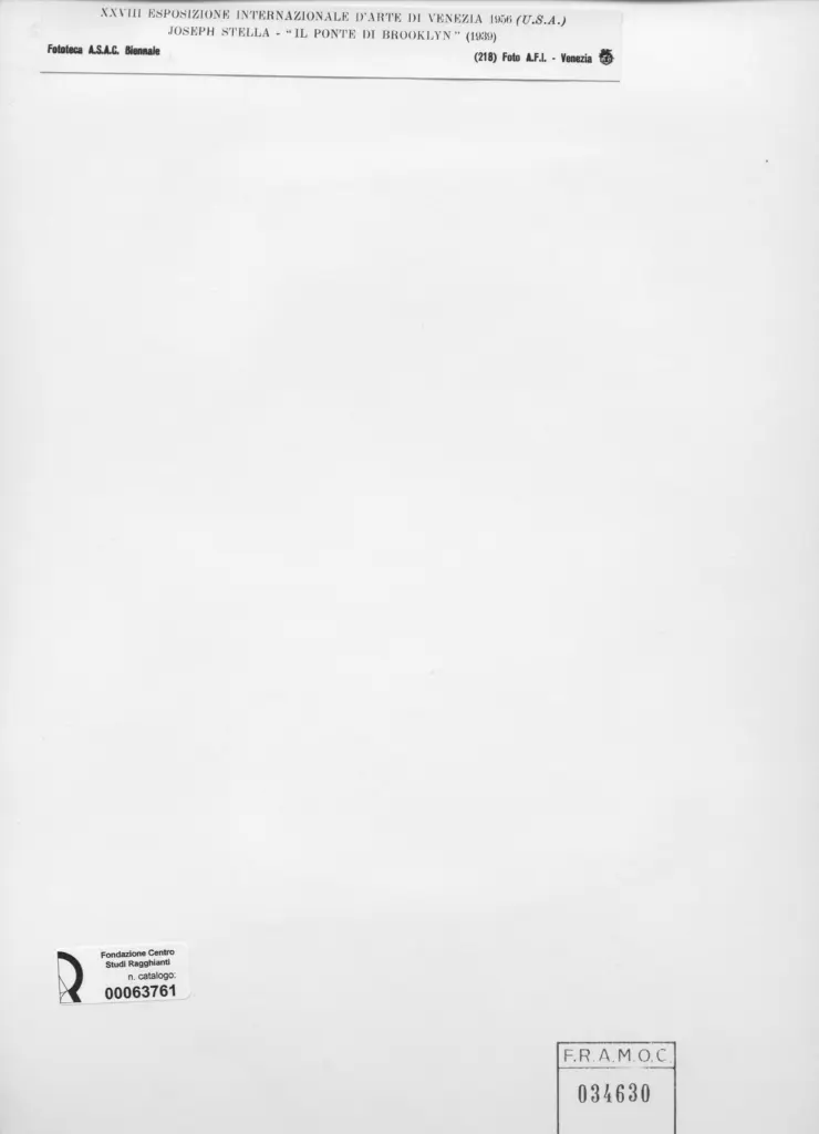 A.F.I. Agenzia Fotografica Industriale , Stella, Joseph - sec. XX - Il ponte di Brooklyn , retro