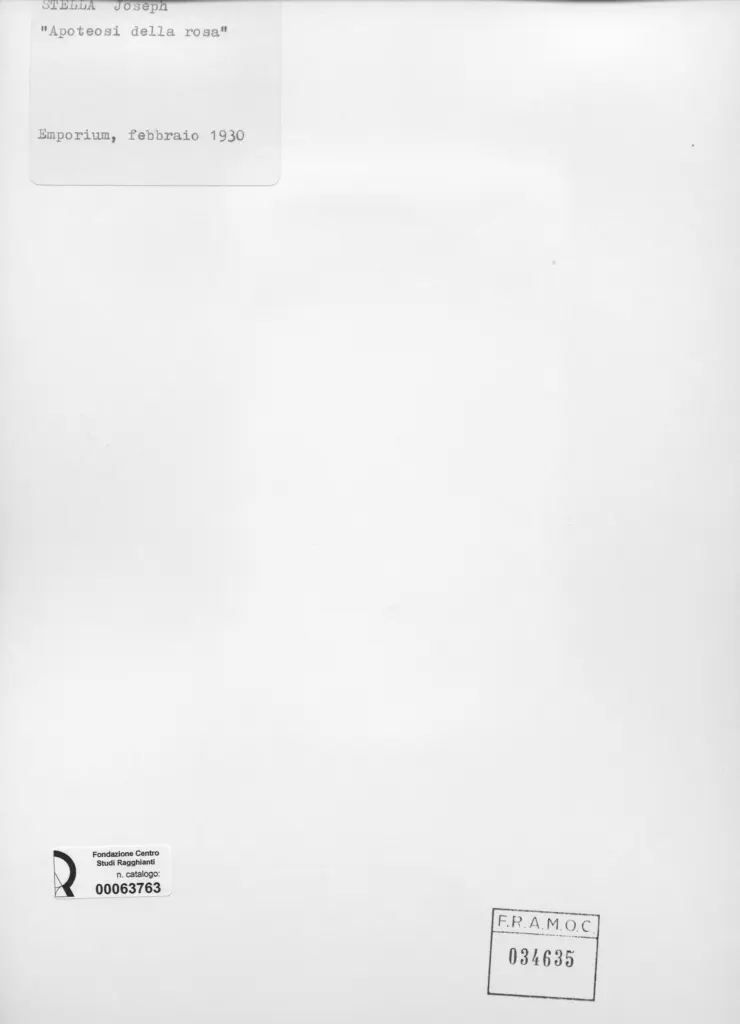Anonimo , Stella, Joseph - sec. XX - Apoteosi della rosa , retro