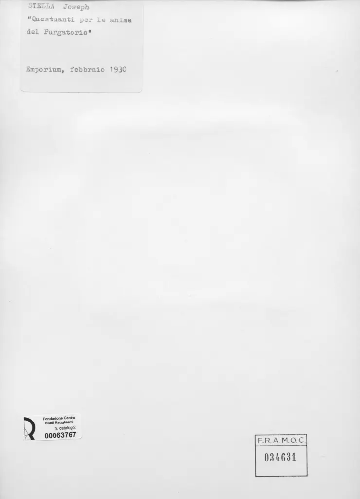 Anonimo , Stella, Joseph - sec. XX - Questuanti per le anime del Purgatorio , retro