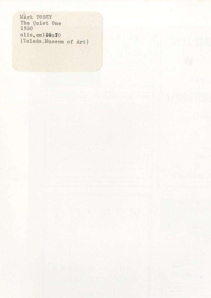 Anonimo , Tobey, Mark - sec. XX - The Quiet One , retro
