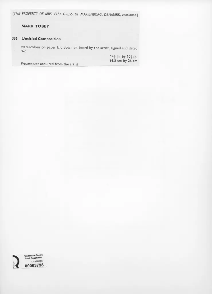 Anonimo , Tobey, Mark - sec. XX - Untitled Composition , retro