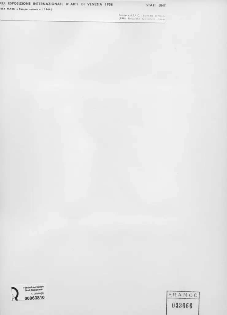Giacomelli , Tobey, Mark - sec. XX - Campo remoto , retro
