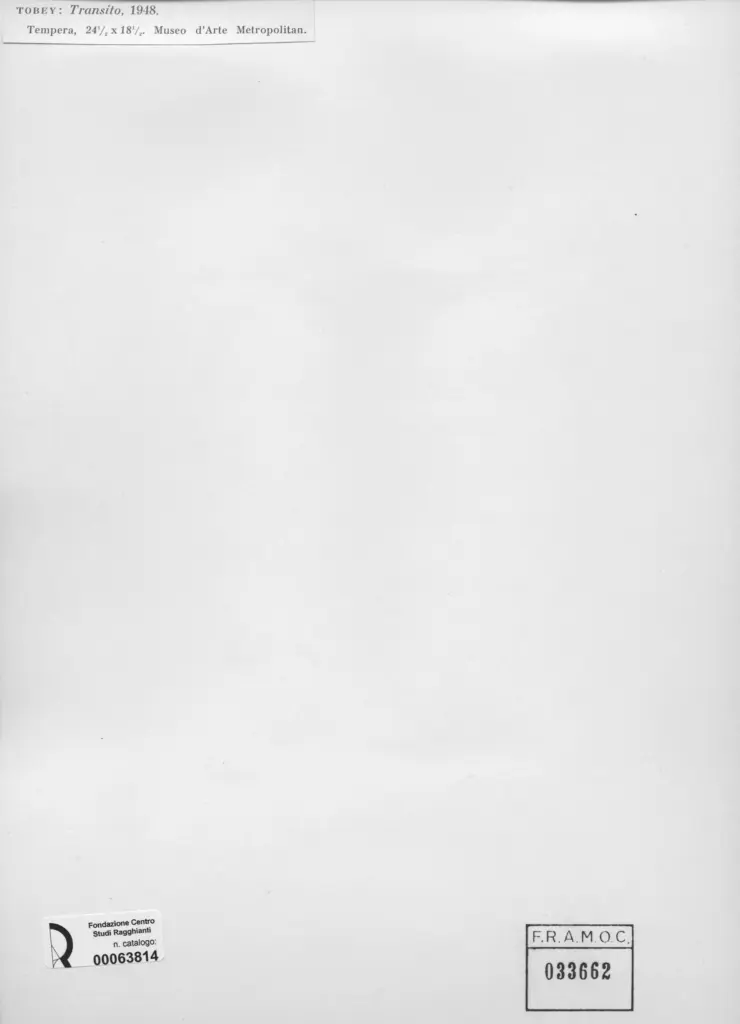 Anonimo , Tobey, Mark - sec. XX - Transito , retro