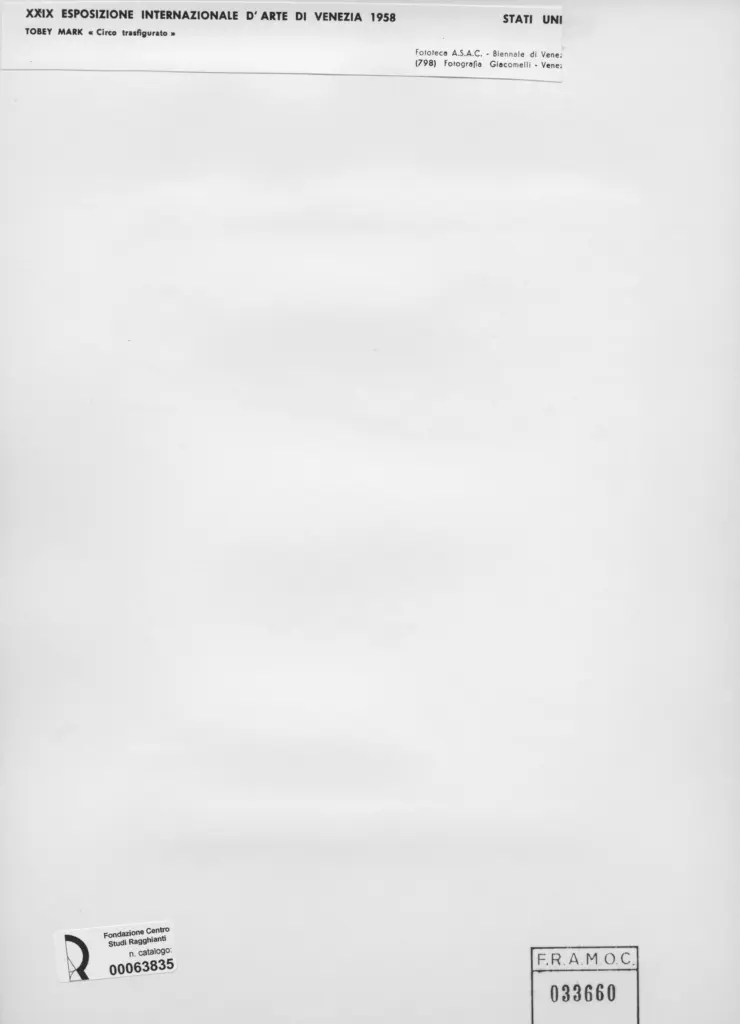Giacomelli , Tobey, Mark - sec. XX - Circo trasfigurato , retro
