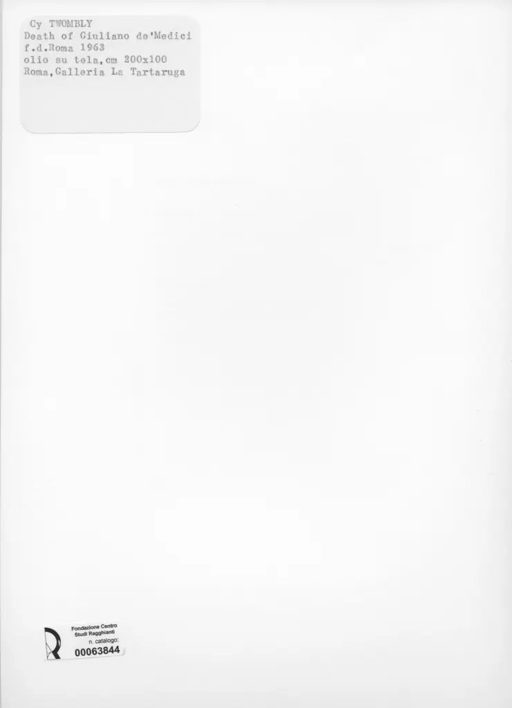 Anonimo , Twombly, Cy - sec. XX - Death of Giuliano de Medici , retro