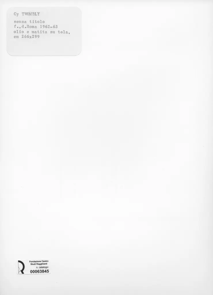 Anonimo , Twombly, Cy - sec. XX - Senza titolo , retro
