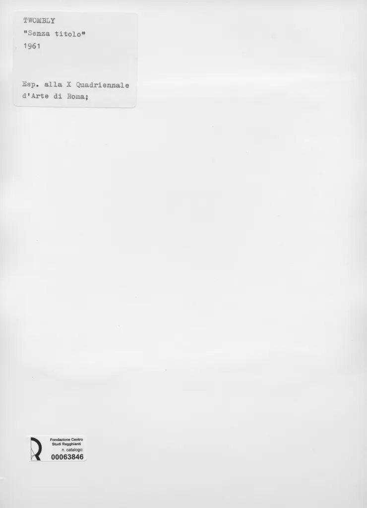 Anonimo , Twombly, Cy - sec. XX - Senza titolo , retro