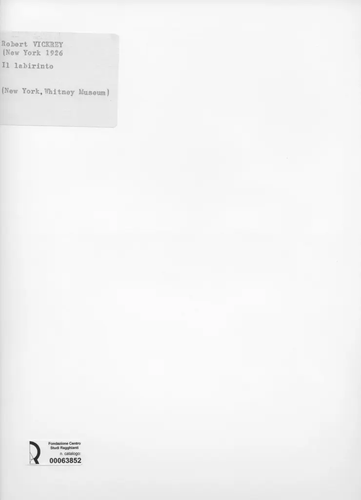 Anonimo , Vickrey, Robert - sec. XX - Il labirinto , retro