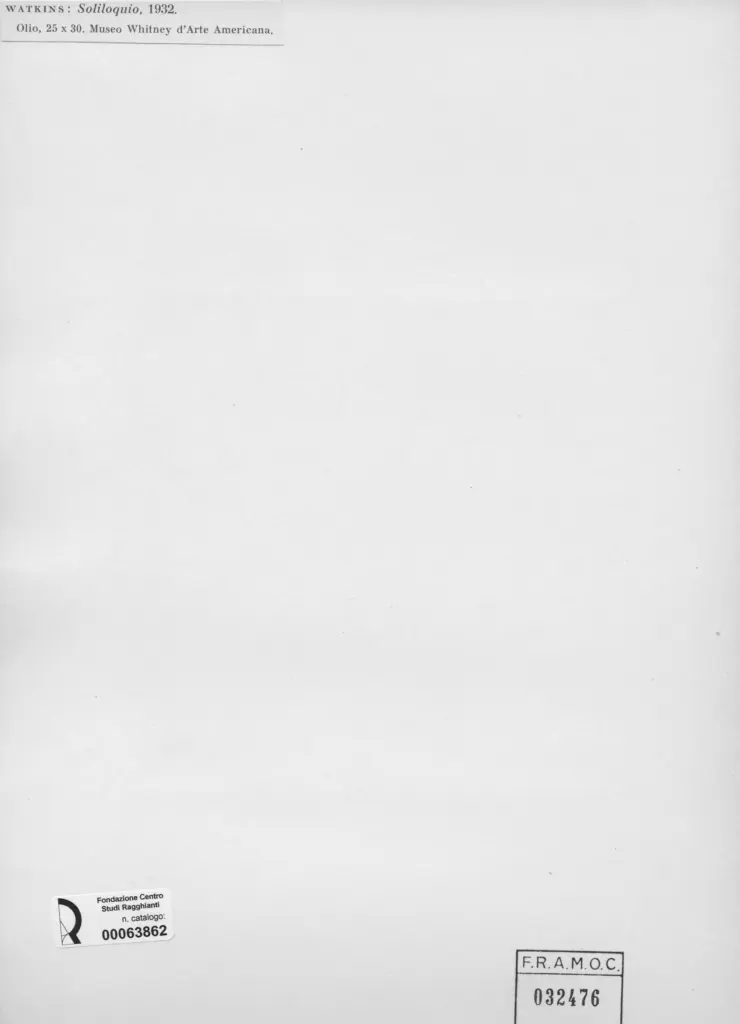 Anonimo , Watkins, Franklin C. - sec. XX - Soliloquio , retro