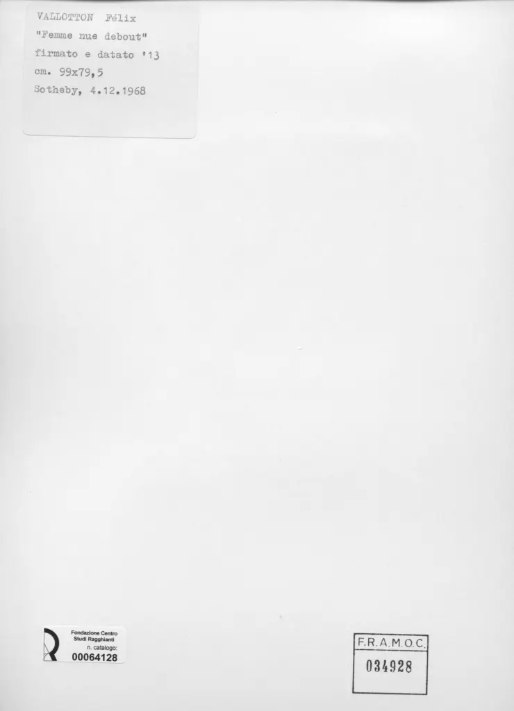 Anonimo , Vallotton, Felix - sec. XX - Femme nude debout , retro