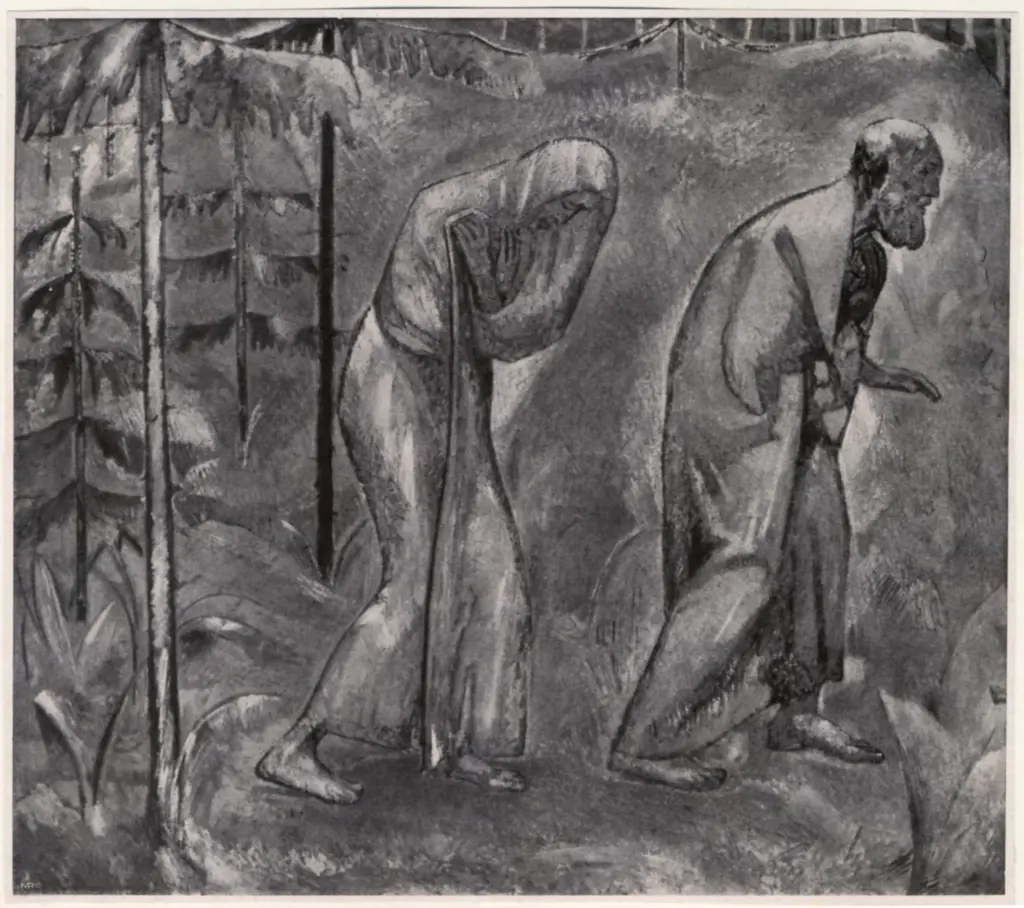 Anonimo , Amiet, Cuno - sec. XX - Triptychon "Jungbrunnen" 1Bild , fronte