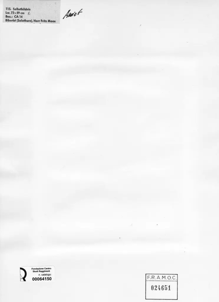 Anonimo , Amiet, Cuno - sec. XX - Autoritratto , retro