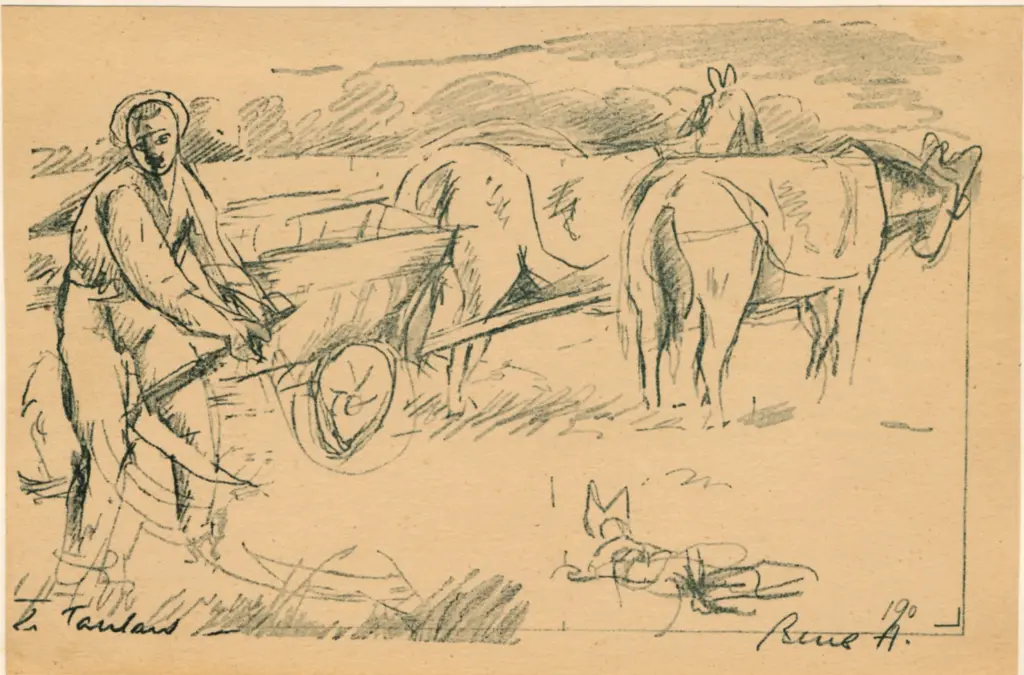 Anonimo , Auberjonois, René - sec. XX - Scena di vita in campagna