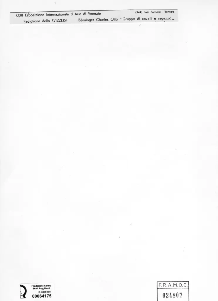 Fotografia Ferruzzi , Banninger, Charles Otto - sec. XX - Gruppo di cavalli e ragazzo , retro