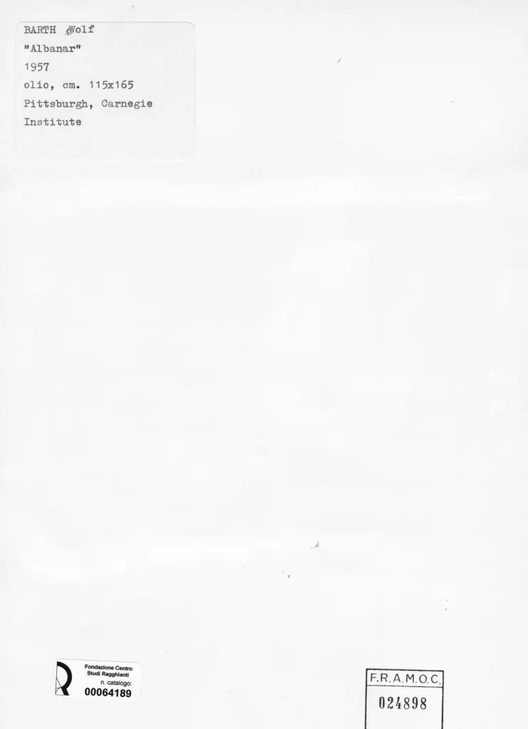 Anonimo , Barth, Wolf - sec. XX - Albanar , retro