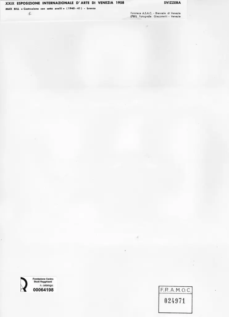 Giacomelli , Bill, Max - sec. XX - Costruzione con sette anelli , retro