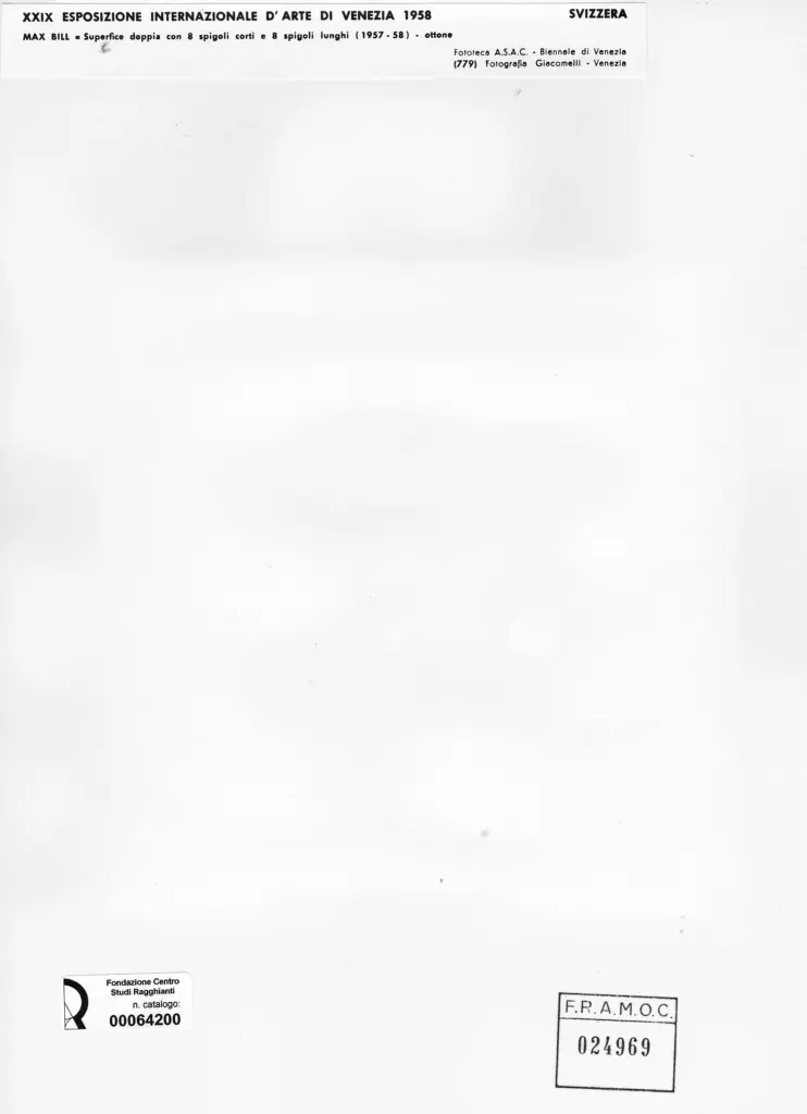 Giacomelli , Bill, Max - sec. XX - Superficie doppia con 8 spigoli corti e 8 spigoli lunghi , retro