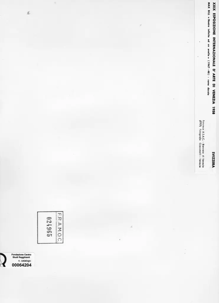 Giacomelli , Bill, Max - sec. XX - Nastro infinito ed un anello , retro