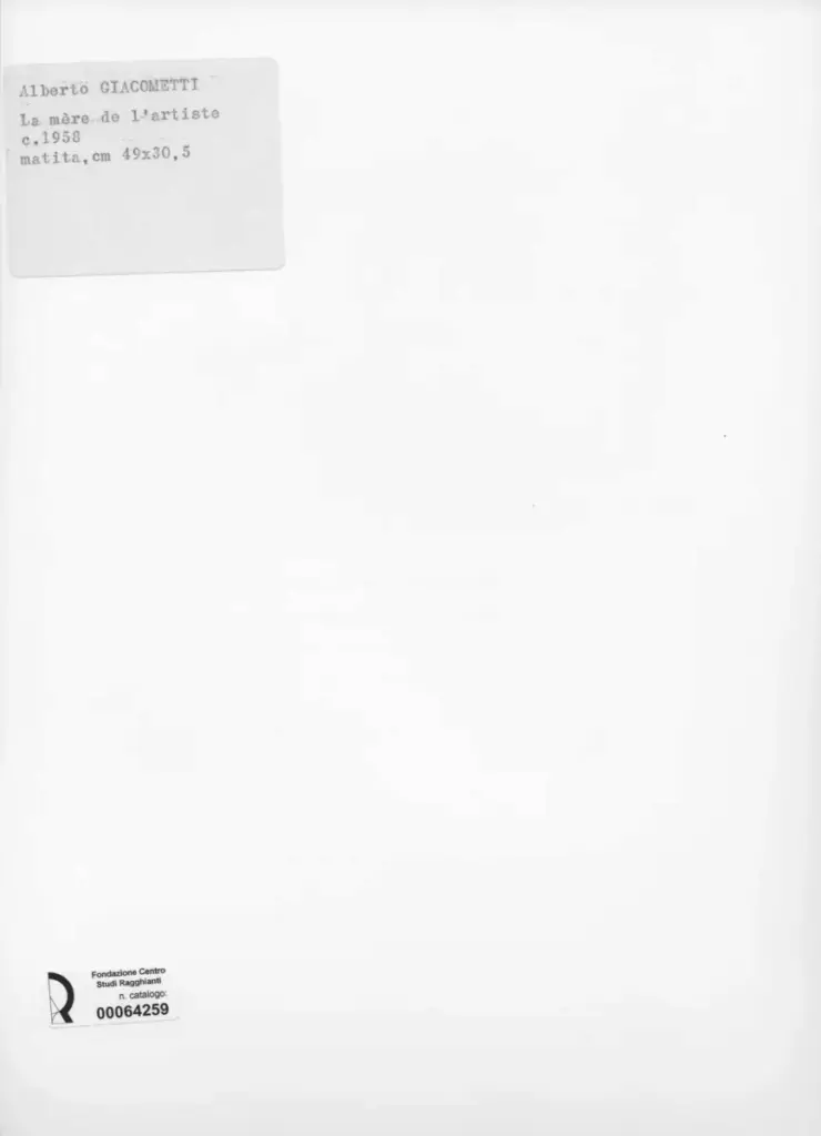 Anonimo , Giacometti, Alberto - sec. XX - La m&egrave;re de l'artiste , retro