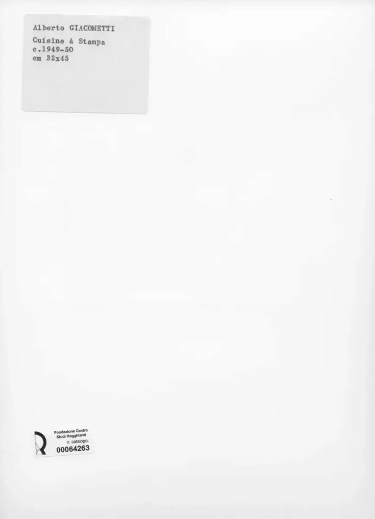 Anonimo , Giacometti, Alberto - sec. XX - Cuisine &agrave; Stampa , retro
