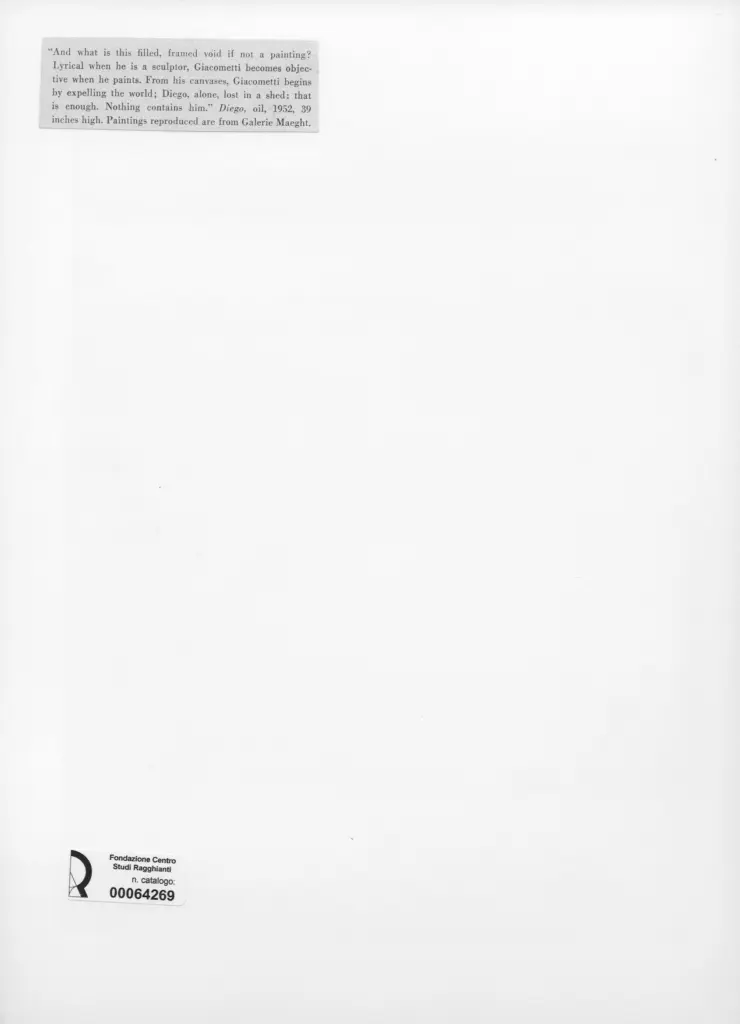 Anonimo , Giacometti, Alberto - sec. XX - Diego , retro
