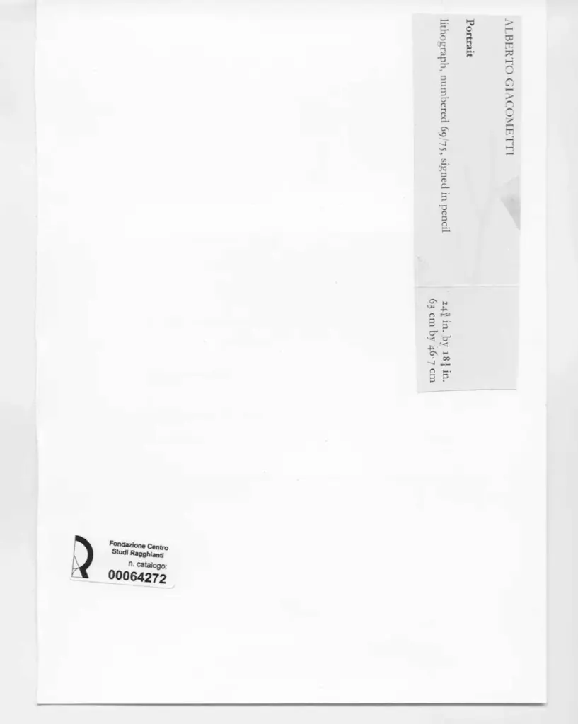 Anonimo , Giacometti, Alberto - sec. XX - Potrait , retro