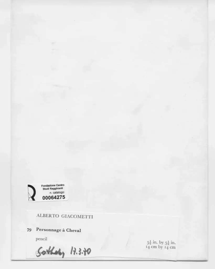 Anonimo , Giacometti, Alberto - sec. XX - Personnage &agrave; Cheval , retro