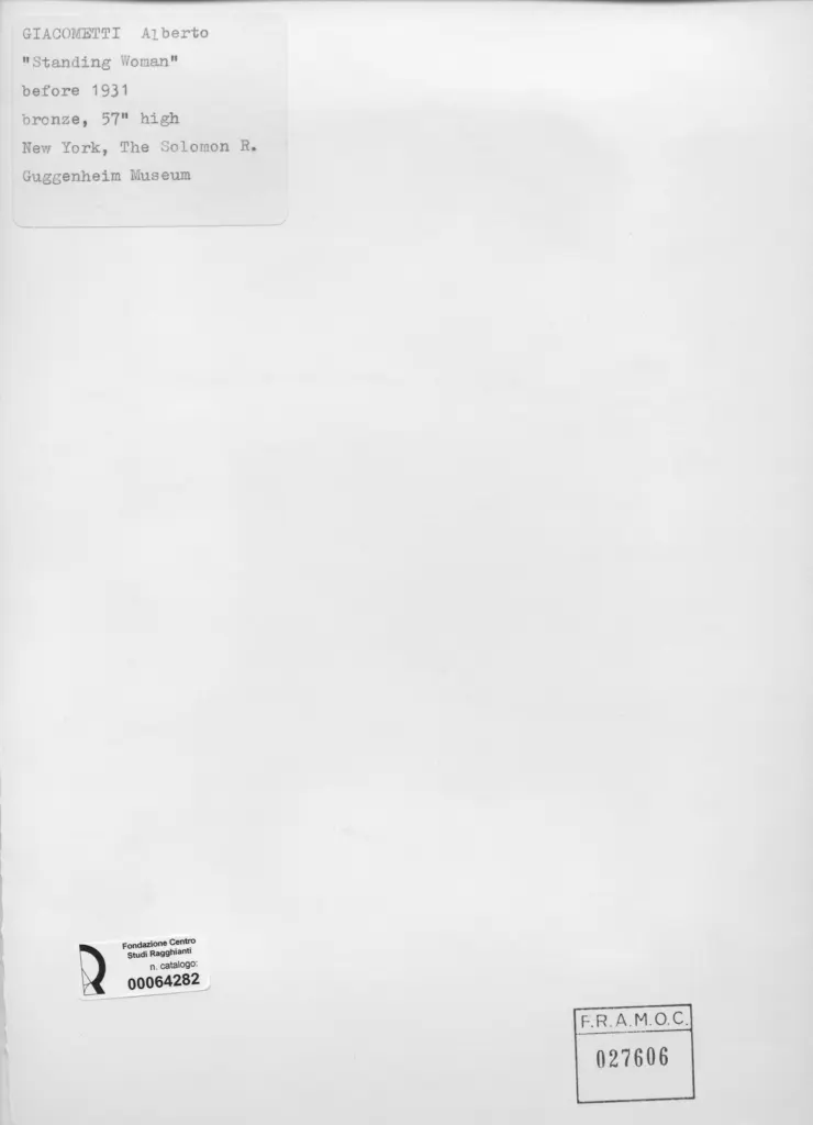 Anonimo , Giacometti, Alberto - sec. XX - Standing Woman , retro