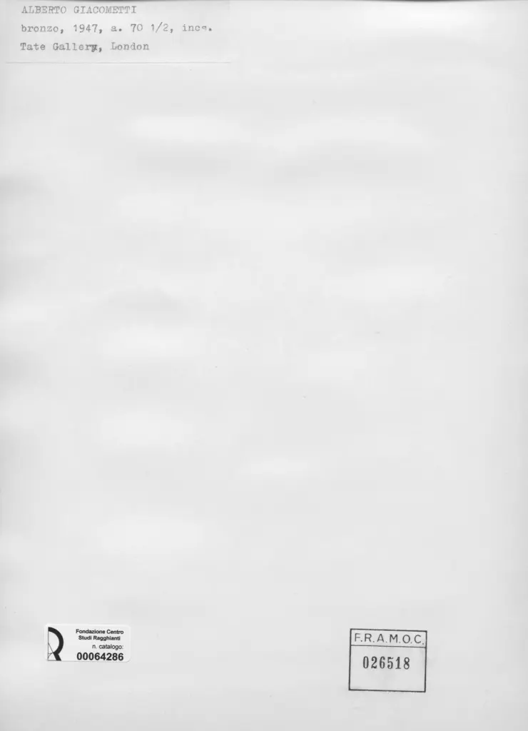 Anonimo , Giacometti, Alberto - sec. XX , retro