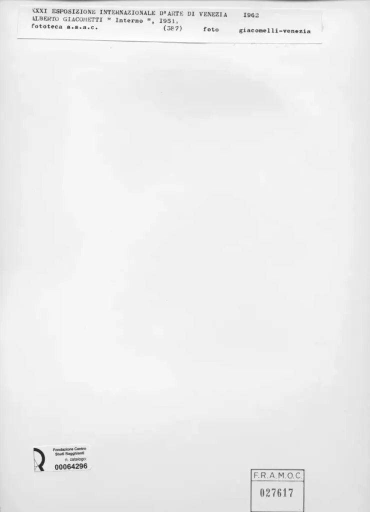 Giacomelli , Giacometti, Alberto - sec. XX - Interno , retro