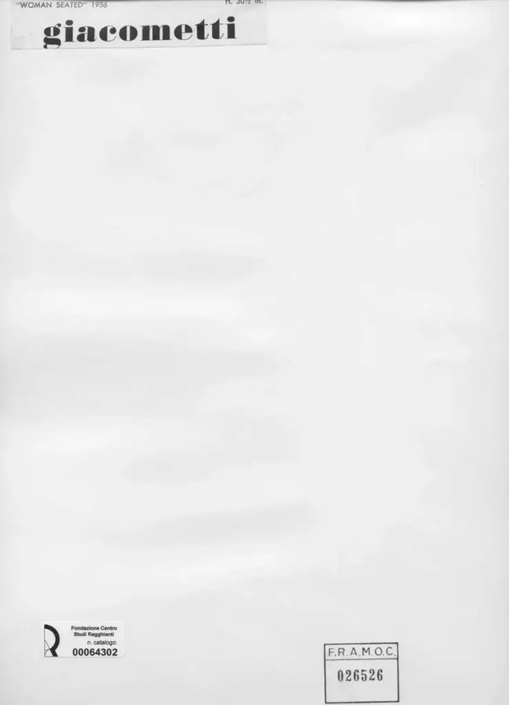 Anonimo , Giacometti, Alberto - sec. XX - Woman seated , retro