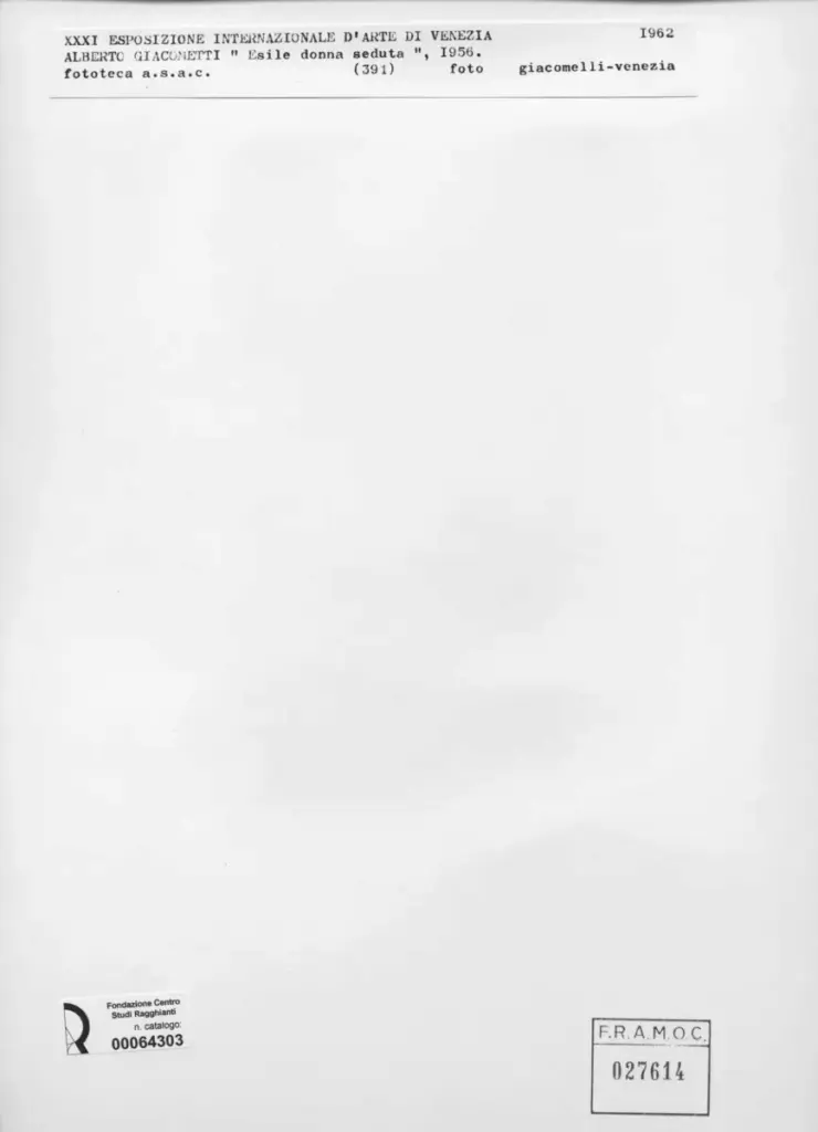 Giacomelli , Giacometti, Alberto - sec. XX - Esile donna seduta , retro