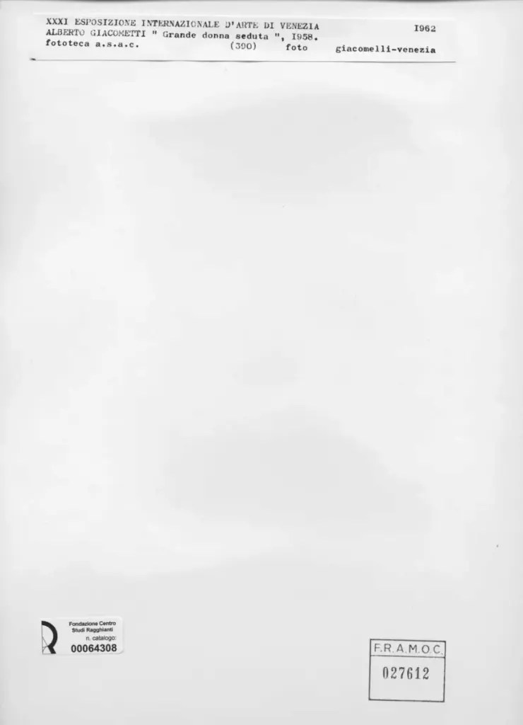 Giacomelli , Giacometti, Alberto - sec. XX - Grande donna seduta , retro