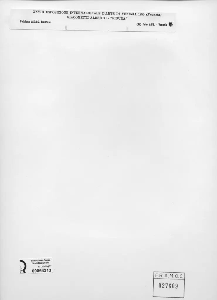 A.F.I. Agenzia Fotografica Industriale , Giacometti, Alberto - sec. XX - Figura , retro