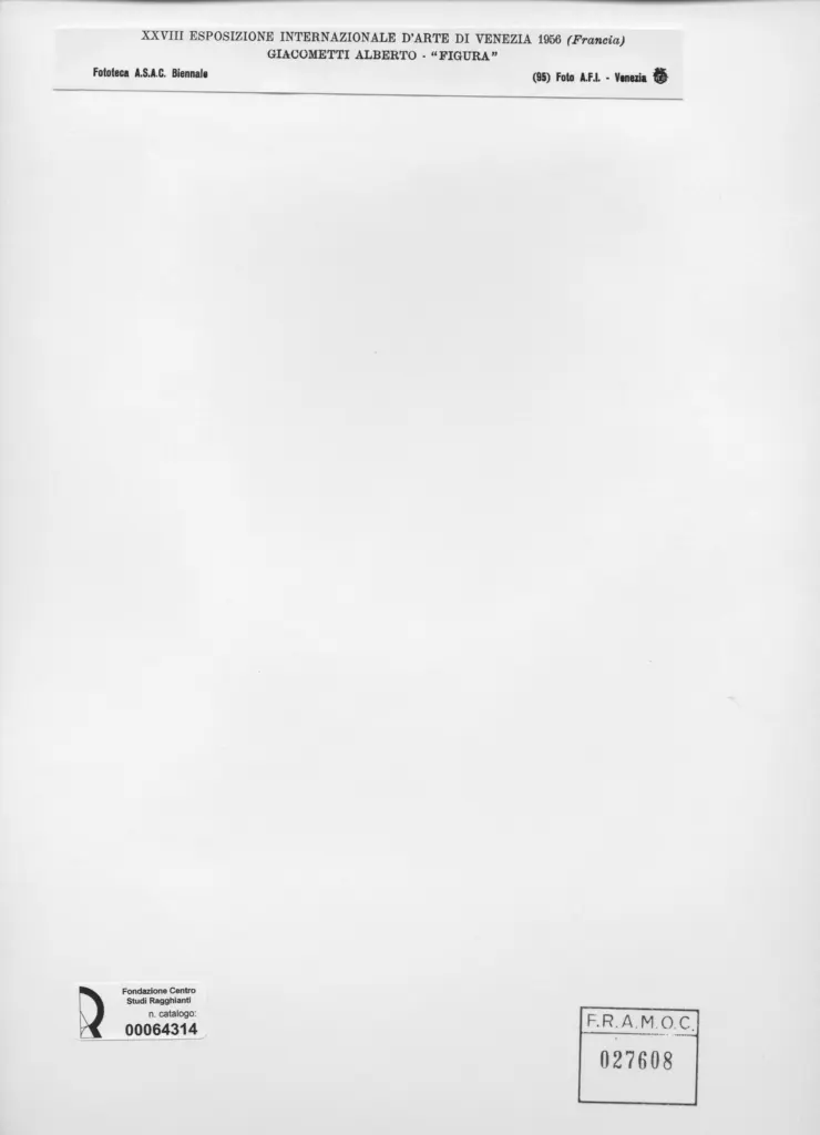 A.F.I. Agenzia Fotografica Industriale , Giacometti, Alberto - sec. XX - Figura , retro