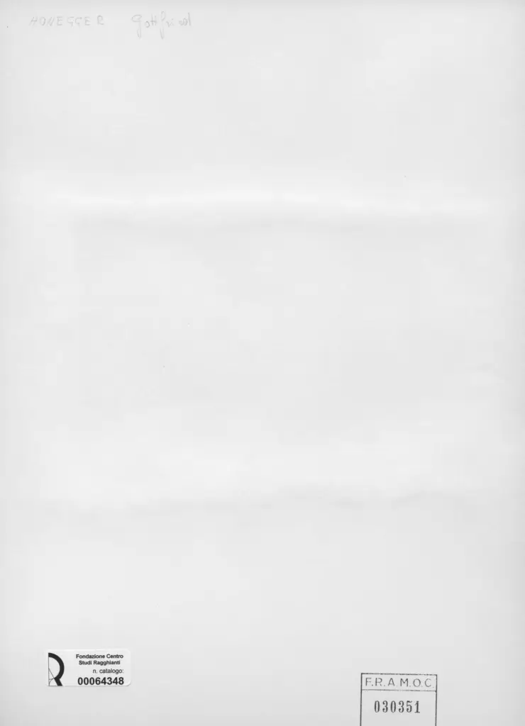 Anonimo , Honegger, Gottfried - sec. XX - Composizione , retro