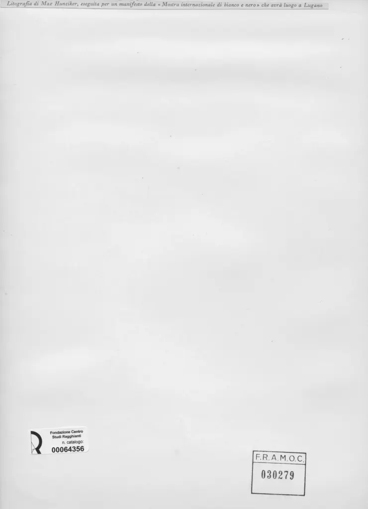 Anonimo , Hunziker, Max - sec. XX - Litografia per un manifesto , retro