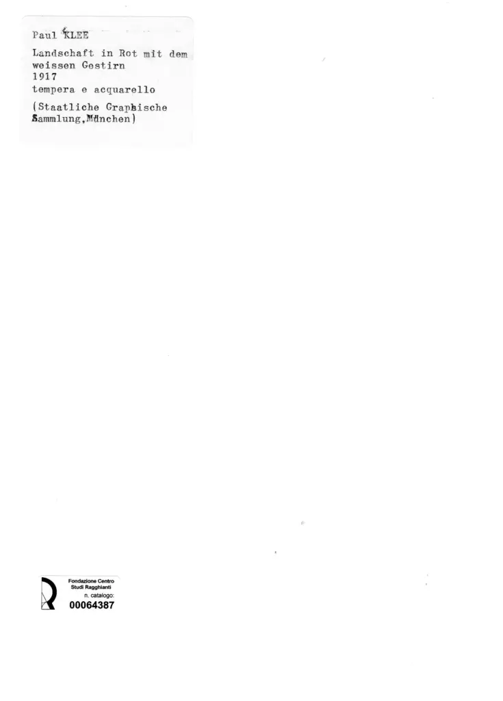 Anonimo , Klee, Paul - sec. XX - Landschaft in Rot mit dem weissen Gestrin , retro